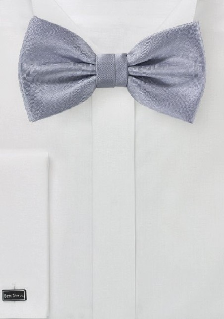 Men's Bow Tie in Silver with Matte Texture