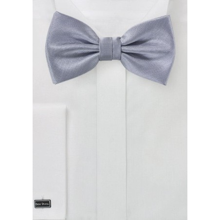 Men's Bow Tie in Silver with Matte Texture