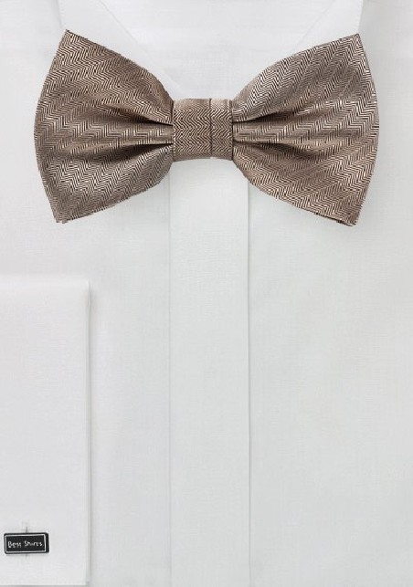 Textured Weave Bow Tie in Bronze Gold