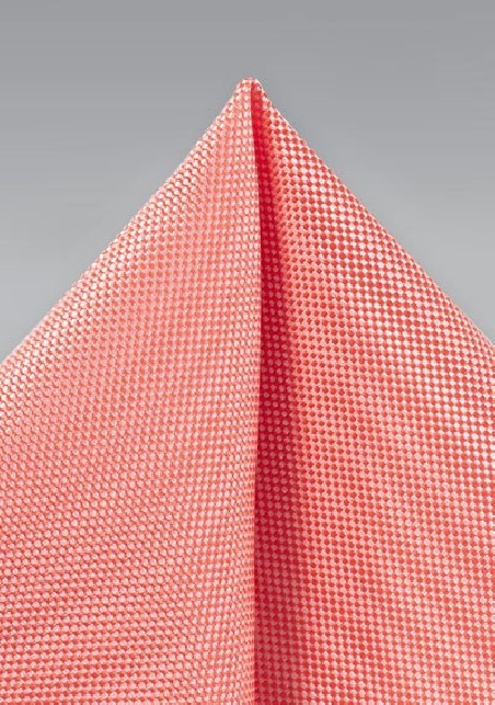 Microtexture Pocket Square in Neon Coral