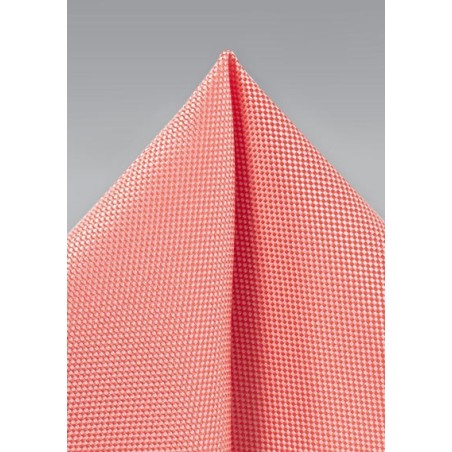 Microtexture Pocket Square in Neon Coral