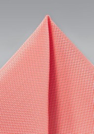 Microtexture Pocket Square in Neon Coral