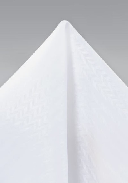Bright White Herringbone Pocket Square
