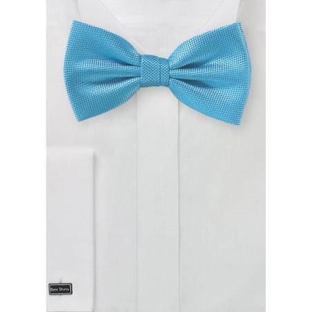 Textured Turquoise Blue Bow Tie
