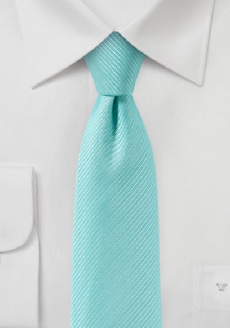 Slim Cut Solid Tie in Aqua Blue