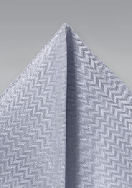 Silver Herringbone Pocket Square