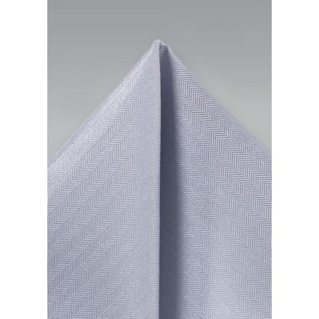 Silver Herringbone Pocket Square
