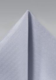 Silver Herringbone Pocket Square