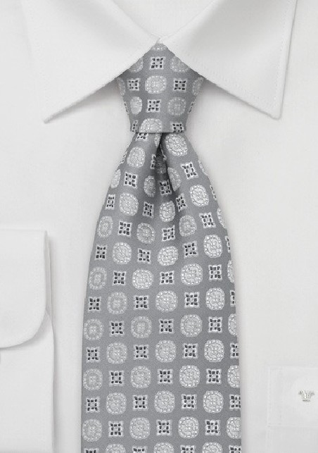 Silver-Gray Floral Tie by Chevalier