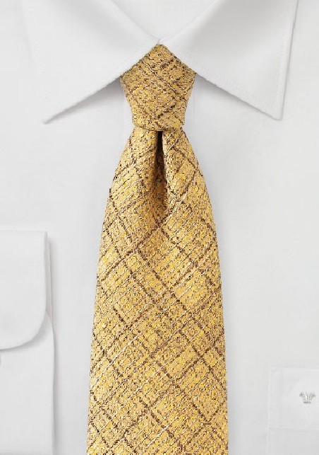 Shiny Gold Plaid Designer Tie