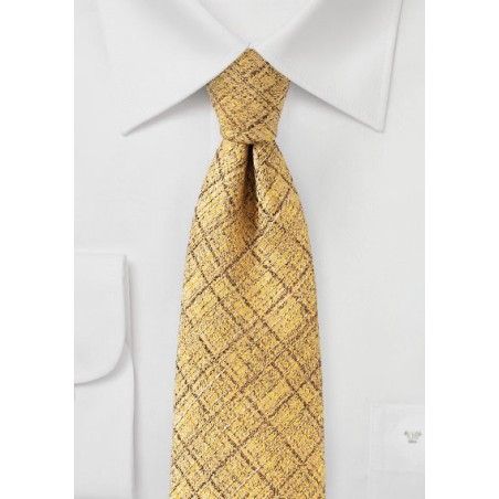 Shiny Gold Plaid Designer Tie