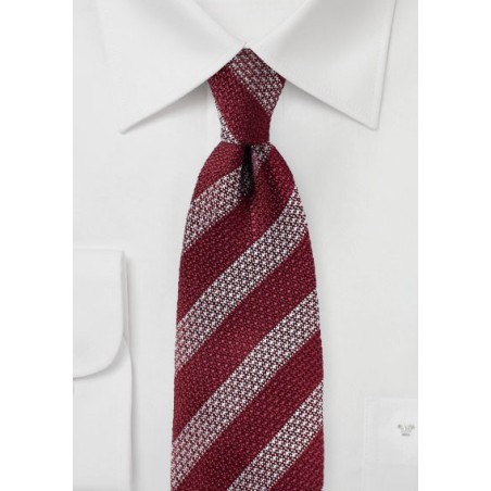 Vintage Stripe Silk Tie in Burgundy