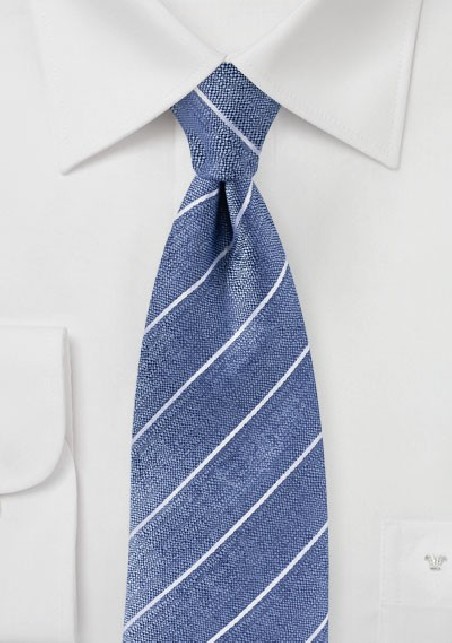 Raw Silk Tie in Denim Blue