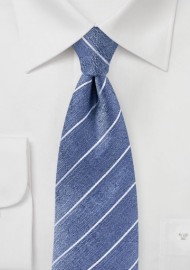 Raw Silk Tie in Denim Blue