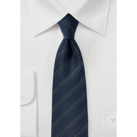 Wool Texture Tie in Midnight Blue and Green