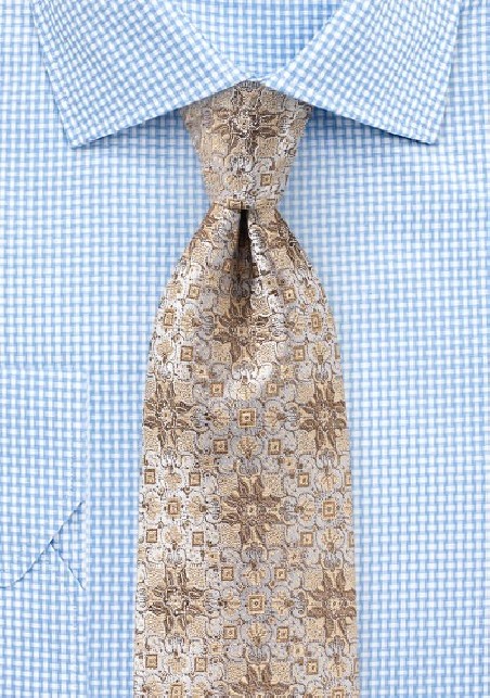 Medallion Tie in Golden Champagne