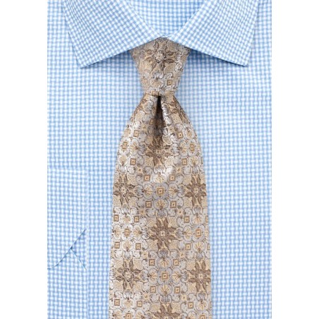 Medallion Tie in Golden Champagne