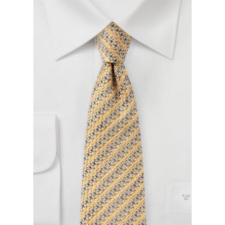 Golden Cream Designer Houndstooth Check Tie