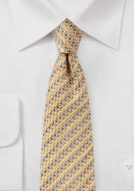 Golden Cream Designer Houndstooth Check Tie