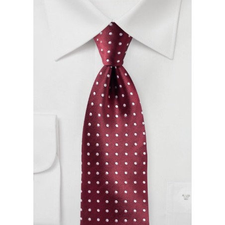 Maroon and Silver Polka Dot Tie
