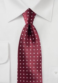 Maroon and Silver Polka Dot Tie