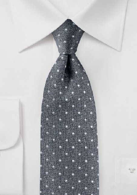 Textured Polka Dot Tie in Classic Gray