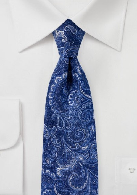 Woven Paisley Tie in Royal Blue