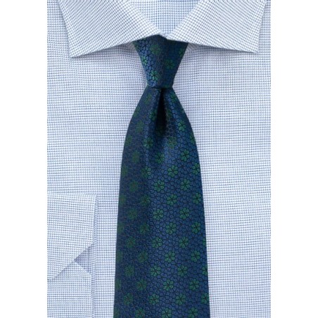 Floral Tie in Navy and Hunter Green