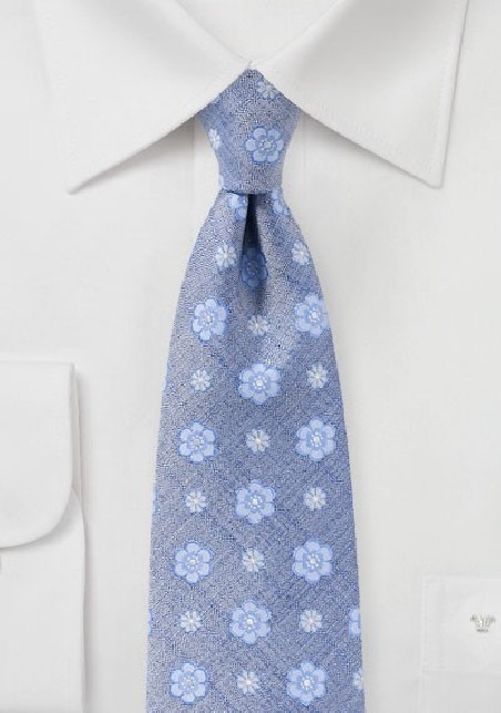 Sky Blue Woven Floral Tie