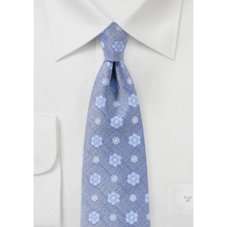 Sky Blue Woven Floral Tie