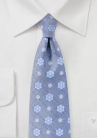 Sky Blue Woven Floral Tie
