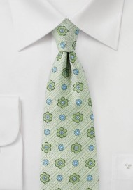 Textured Pale Green Floral Tie