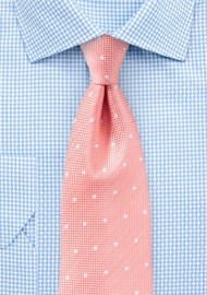 Matte Polka Dot Tie in Peach Pink