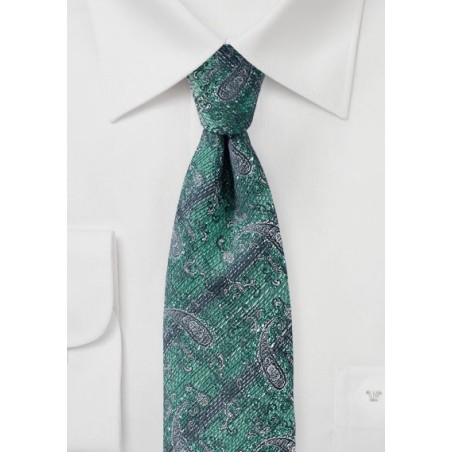 Faded Paisley Tie in Green and Gray