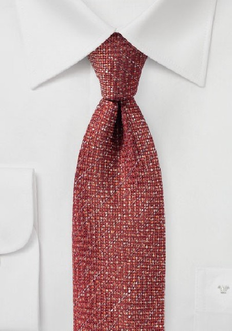 Textured Tie in Golden Burgundy Made from Recycled Yarns