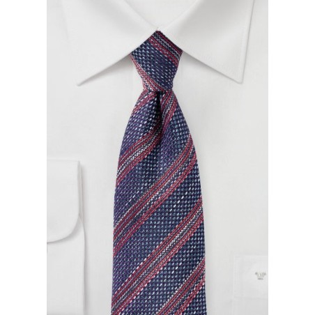Dark Purple Striped Tie in Recycled Yarns