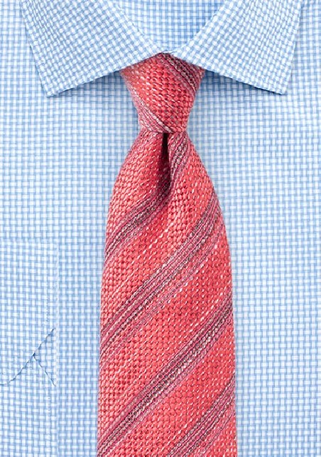 Recycled Poly Yarn Tie in Coral