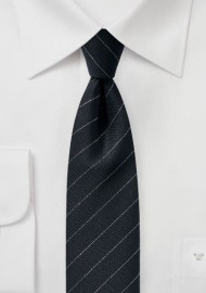 Trendy Designer Skinny Tie in Black and Metallic Silver