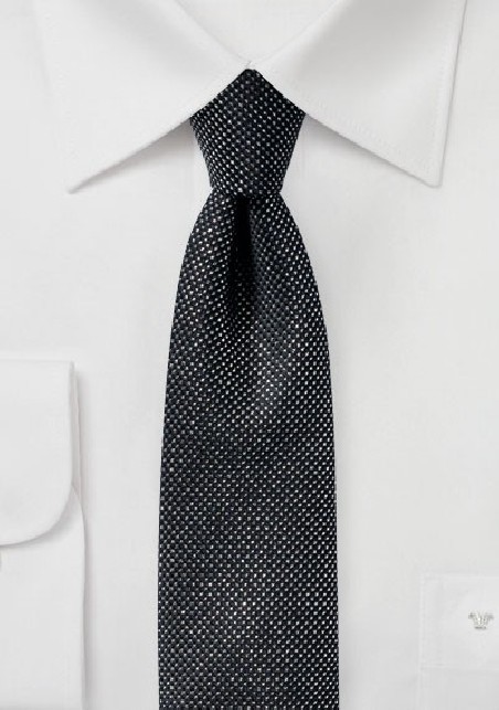Black Skinny Tie with Metallic Sparkles