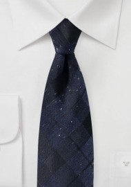 Dark Navy Tartan Plaid Tie in Cotton