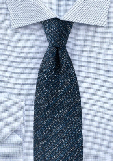 Dark Blue Textured Tie Made from Recycled Yarns