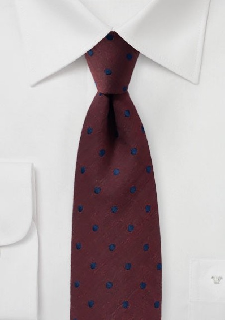 Maroon Wool Polka Dot Tie