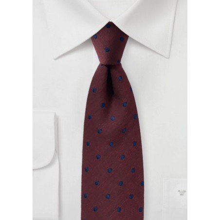 Maroon Wool Polka Dot Tie