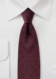 Maroon Wool Polka Dot Tie