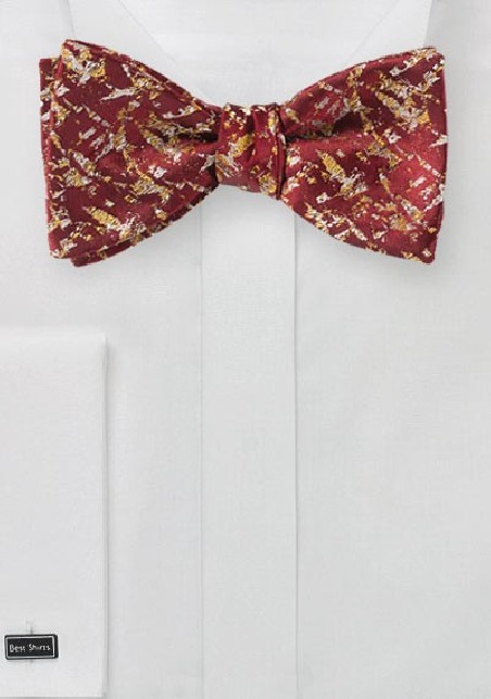 Red and Gold Abstract Art Bow Tie