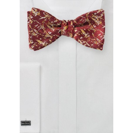 Red and Gold Abstract Art Bow Tie