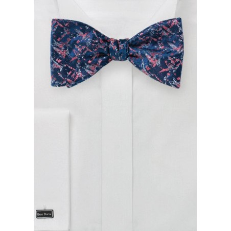 Abstract Art Bow Tie in Navy and Coral