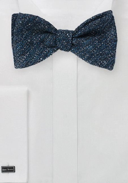Textured Weave Bow Tie in Dark Blue