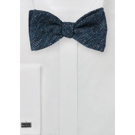 Textured Weave Bow Tie in Dark Blue