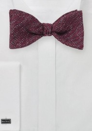 Textured Seld-Tie Bow Tie in Burgundy